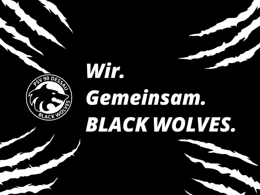 Mobil Hintergrund - Black Wolves mit Spruch (4:3)