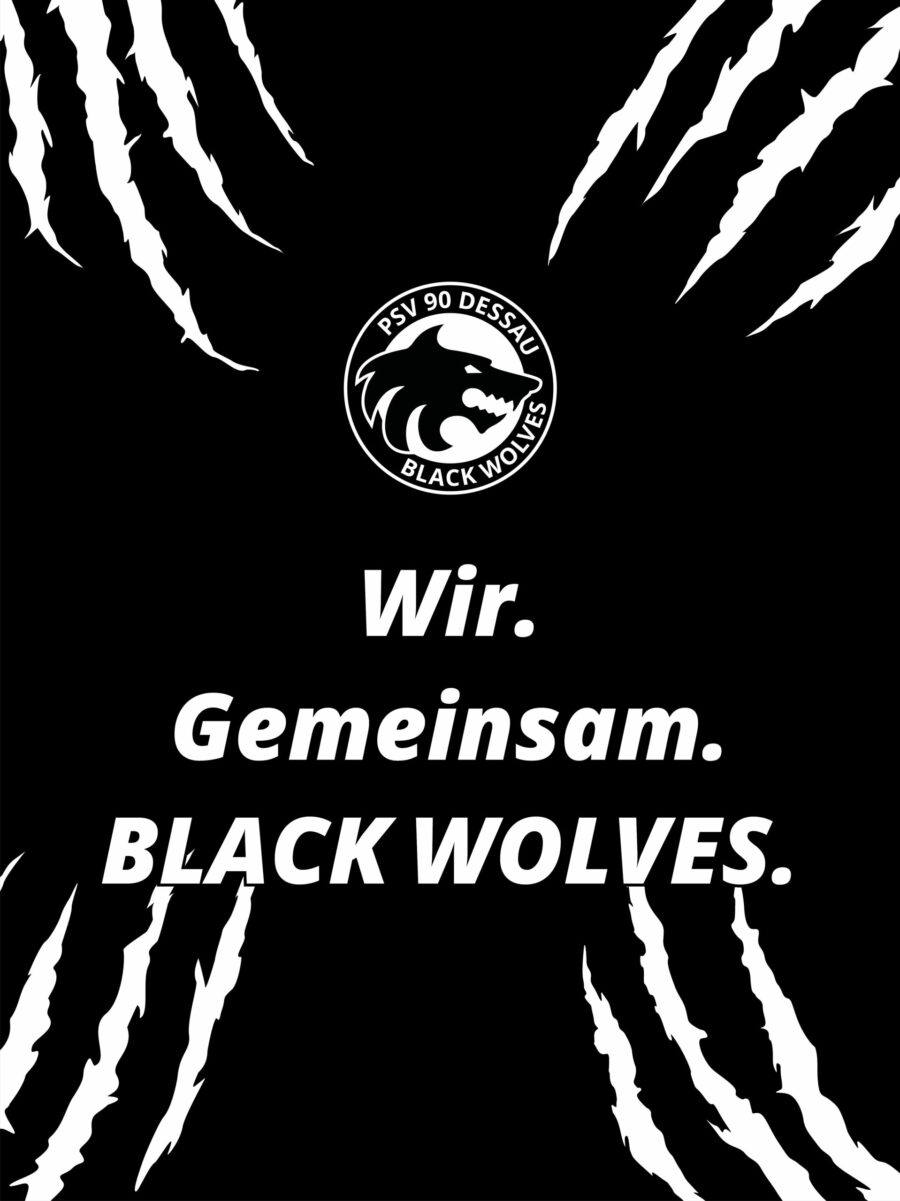 Mobil Hintergrund - Black Wolves mit Spruch (3:4)